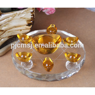 fengshui gifts crystal Gold ingot with a crystal 7 star base